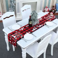 Großhandel Weihnachts Dekoration Polyester-baumwolle Karierter Tisch Läufer Nihao Schmuck main image 4
