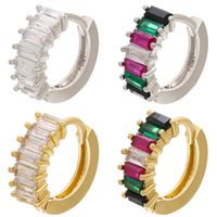 Rectangular Colored Diamond Fashion Earrings Wholesale Jewelry Nihaojewelry sku image 2