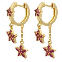 Wholesale New Style Micro Inlaid Star Pendant Long Copper Earrings Nihaojewelry sku image 3