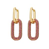 Colored Diamonds Double Rectangular Earrings Wholesale Jewelry Nihaojewelry sku image 3