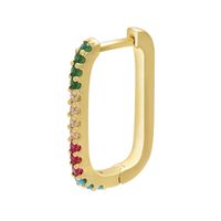 Wholesale Simple Micro-inlaid Colored Diamonds Rectangular Earrings Nihaojewelry sku image 3