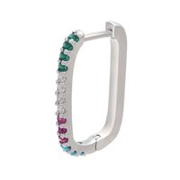 Wholesale Einfache Mikroeingelegte Farbige Diamanten Rechteckige Ohrringe Nihaojewelry sku image 8