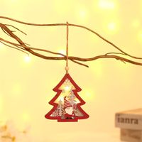 Wholesale New Christmas Tree Wooden Luminous Pendant Ornaments Nihaojewelry sku image 1