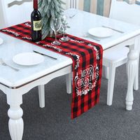 Großhandel Weihnachts Dekoration Polyester-baumwolle Karierter Tisch Läufer Nihao Schmuck sku image 1