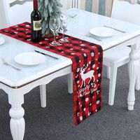 Großhandel Weihnachts Dekoration Polyester-baumwolle Karierter Tisch Läufer Nihao Schmuck sku image 2