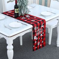 Großhandel Weihnachts Dekoration Polyester-baumwolle Karierter Tisch Läufer Nihao Schmuck sku image 3