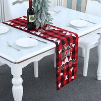 Großhandel Weihnachts Dekoration Polyester-baumwolle Karierter Tisch Läufer Nihao Schmuck sku image 4