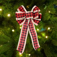 Wholesale  Lattice Three-color Ribbon Bow Christmas Decoration Nihaojewelry sku image 1