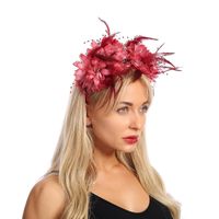 New Red Fabric Flower Feather With Skull Plastic Headband Halloween Headdress Factory Direct Sales main image 4