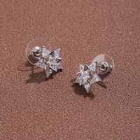 Wholesale Fashion Zircon Inlaid Five-pointed Star Copper Stud Earrings Nihaojewelry main image 5