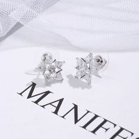 Wholesale Fashion Zircon Inlaid Five-pointed Star Copper Stud Earrings Nihaojewelry main image 6