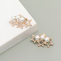 Pearl Five-pointed Star Korean Style Earrings Wholesale Jewelry Nihaojewelry main image 2