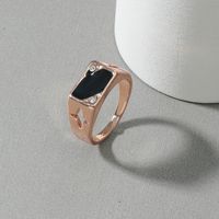 Großhandel Schmuck Schwarz Tropfendes Öl Diamant Kreuz Ring Nihaojewelry sku image 1