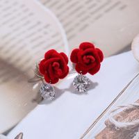 Wholesale Fashion Red Flower Large Zircon Earrings Nihaojewelry main image 1