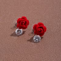 Wholesale Fashion Red Flower Large Zircon Earrings Nihaojewelry main image 3