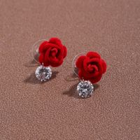 Wholesale Fashion Red Flower Large Zircon Earrings Nihaojewelry main image 4