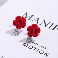 Wholesale Fashion Red Flower Large Zircon Earrings Nihaojewelry main image 5