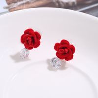 Wholesale Fashion Red Flower Large Zircon Earrings Nihaojewelry main image 6