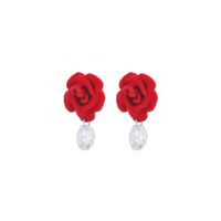Wholesale Fashion Red Flower Large Zircon Earrings Nihaojewelry main image 8