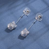 Wholesale Fashion Three-dimensional Square Zirconium Long Copper Earrings Nihaojewelry main image 3