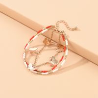 Wholesale Jewelry Three-layer Asymmetrical Beaded Butterfly Pendant Anklet Nihaojewelry main image 1