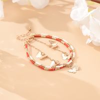 Wholesale Jewelry Three-layer Asymmetrical Beaded Butterfly Pendant Anklet Nihaojewelry main image 3