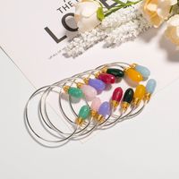Wholesale Jewelry Multi-color Oval Natural Agate Stone Open Bracelet Nihaojewelry main image 4