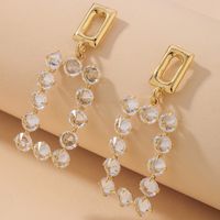 Wholesale Jewelry Hollow Rectangular Crystal Pendant Earrings Nihaojewelry main image 1