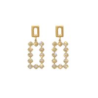 Vente En Gros Bijoux Boucles D&#39;oreilles Pendantes En Cristal Rectangulaire Creuse Nihaojewelry main image 6