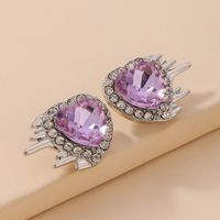 Vente En Gros Bijoux Boucles D&#39;oreilles Coeur En Strass Violet Nihaojewelry main image 1