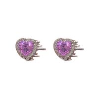 Wholesale Jewelry Purple Rhinestone Heart Stud Earrings Nihaojewelry main image 6