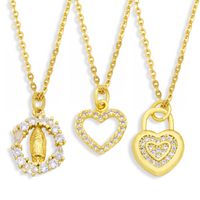 Wholesale Heart-shaped Hollow Moon Madonna Pendant Necklace Nihaojewelry main image 1