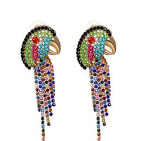 New Vintage Color Diamond Animal Parrot Tassel Earrings Wholesale Nihaojewelry main image 1
