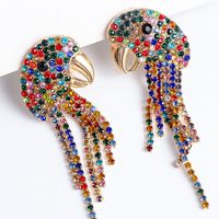 New Vintage Color Diamond Animal Parrot Tassel Earrings Wholesale Nihaojewelry main image 3