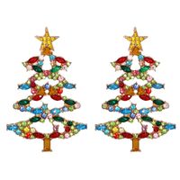 54729 Christmas All-match Earrings European And American Fashion Hot-selling New Arrival Cartoon Christmas Tree Earrings Rhinestone-encrusted Jewelry main image 2