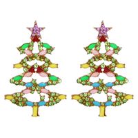 54729 Christmas All-match Earrings European And American Fashion Hot-selling New Arrival Cartoon Christmas Tree Earrings Rhinestone-encrusted Jewelry main image 3