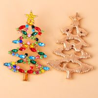 54729 Christmas All-match Earrings European And American Fashion Hot-selling New Arrival Cartoon Christmas Tree Earrings Rhinestone-encrusted Jewelry main image 5
