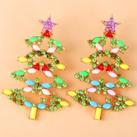54729 Christmas All-match Earrings European And American Fashion Hot-selling New Arrival Cartoon Christmas Tree Earrings Rhinestone-encrusted Jewelry main image 6
