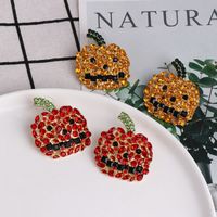 Horror Halloween Orange Pumpkin Ghost Combination Earrings Wholesale Nihaojewelry main image 4