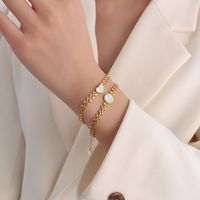 Wholesale Jewelry Wheat Chain White Heart-shaped Shell Titanium Steel Bracelet Nihaojewelry main image 1