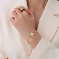 Wholesale Jewelry Wheat Chain White Heart-shaped Shell Titanium Steel Bracelet Nihaojewelry main image 5