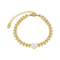 Wholesale Jewelry Wheat Chain White Heart-shaped Shell Titanium Steel Bracelet Nihaojewelry main image 6