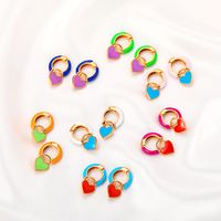 European And American Fashion Colorful Geometric Earrings Simple Alloy Dripping Heart Ear Clip Ins Cold Style Peach Heart Stud Earring Women main image 3