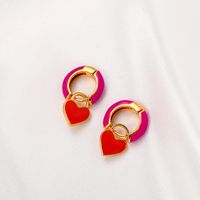 European And American Fashion Colorful Geometric Earrings Simple Alloy Dripping Heart Ear Clip Ins Cold Style Peach Heart Stud Earring Women main image 4