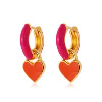 European And American Fashion Colorful Geometric Earrings Simple Alloy Dripping Heart Ear Clip Ins Cold Style Peach Heart Stud Earring Women main image 6