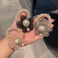 Korean Dongdaemun New Handmade Pearl Flower Style Hair Band Bracelet Dual-use Hair Ring Hair Band Hair Accessories Wholesale main image 2