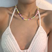 N9056 European And American Retro Double-layer Clavicle Chain Bohemian Ethnic Style Necklace Personalized Simple Bead Necklace For Women main image 2