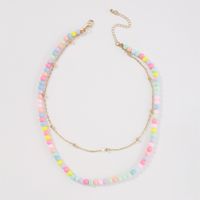 N9056 European And American Retro Double-layer Clavicle Chain Bohemian Ethnic Style Necklace Personalized Simple Bead Necklace For Women main image 4