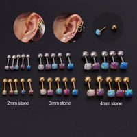 Ear Cartilage Rings & Studs Geometric 316 Stainless Steel  Plating Artificial Gemstones main image 2