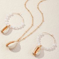 Wholesale Jewelry Shell Pendant Rice Bead Earrings Necklace Set Nihaojewelry main image 3